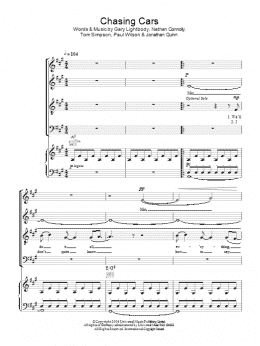 page one of Chasing Cars (SATB Choir)