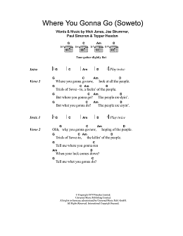 page one of Where You Gonna Go (Soweto) (Guitar Chords/Lyrics)