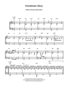 page one of Hometown Glory (Easy Piano)