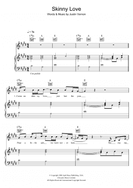 page one of Skinny Love (Piano, Vocal & Guitar Chords)