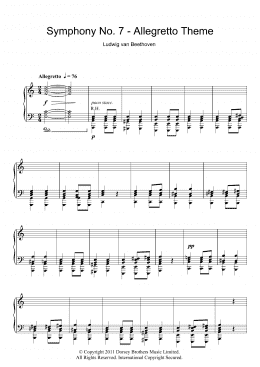 page one of Allegretto from Symphony No. 7 in A major (Second Movement) (Piano Solo)