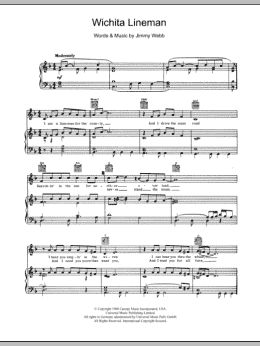 page one of Wichita Lineman (Piano, Vocal & Guitar Chords)