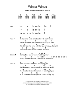 page one of Winter Winds (Guitar Chords/Lyrics)