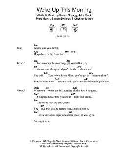 page one of Woke Up This Morning (Theme from The Sopranos) (Guitar Chords/Lyrics)