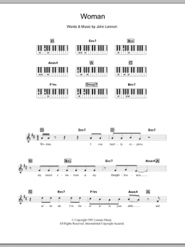 page one of Woman (Piano Chords/Lyrics)