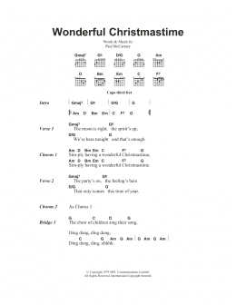 page one of Wonderful Christmastime (Guitar Chords/Lyrics)
