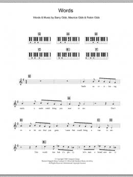 page one of Words (Piano Chords/Lyrics)