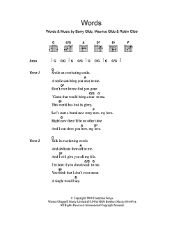page one of Words (Guitar Chords/Lyrics)