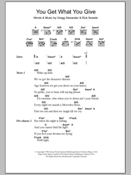 page one of You Get What You Give (Guitar Chords/Lyrics)