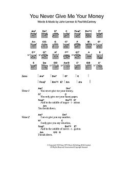 page one of You Never Give Me Your Money (Guitar Chords/Lyrics)