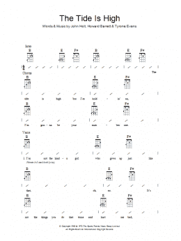 page one of The Tide Is High (Ukulele Chords/Lyrics)