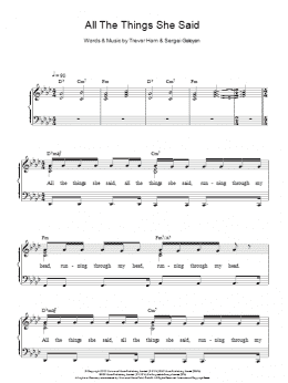 page one of All The Things She Said (Piano & Vocal)