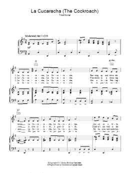page one of La Cucaracha (The Cockroach) (Piano, Vocal & Guitar Chords)