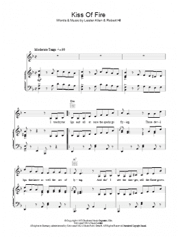 page one of Kiss Of Fire (Piano, Vocal & Guitar Chords)