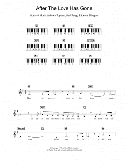 page one of After The Love Has Gone (Piano Chords/Lyrics)