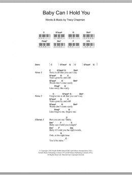 page one of Baby Can I Hold You (Piano Chords/Lyrics)
