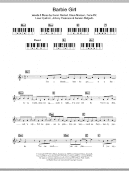 page one of Barbie Girl (Piano Chords/Lyrics)