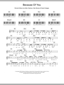 page one of Because Of You (Piano Chords/Lyrics)