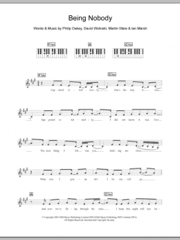 page one of Being Nobody (Piano Chords/Lyrics)