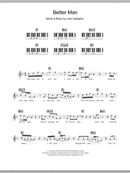 page one of Better Man (Piano Chords/Lyrics)