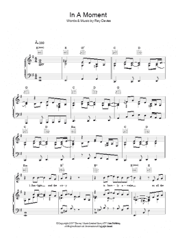 page one of In A Moment (Piano, Vocal & Guitar Chords)