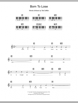 page one of Born To Lose (Piano Chords/Lyrics)