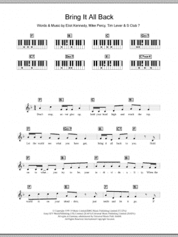 page one of Bring It All Back (Piano Chords/Lyrics)