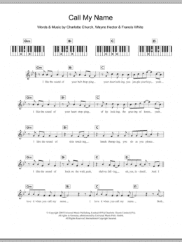 page one of Call My Name (Piano Chords/Lyrics)