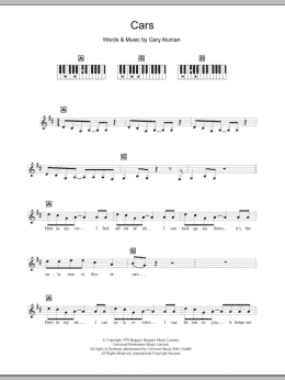 page one of Cars (Piano Chords/Lyrics)