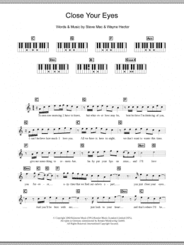 page one of Close Your Eyes (Piano Chords/Lyrics)