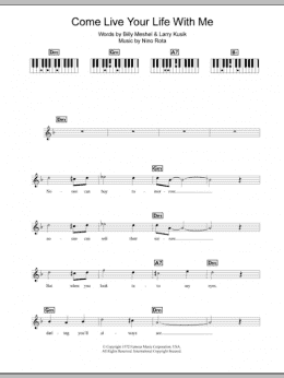 page one of Come Live Your Life With Me (The Godfather Waltz) (Piano Chords/Lyrics)