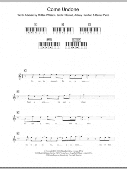 page one of Come Undone (Piano Chords/Lyrics)
