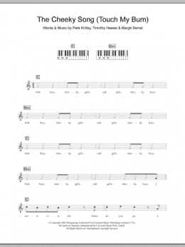 page one of The Cheeky Song (Touch My Bum) (Piano Chords/Lyrics)