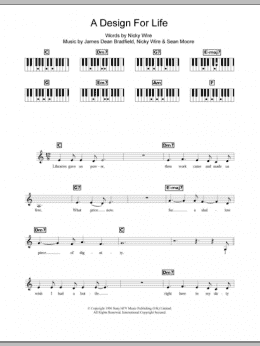 page one of A Design For Life (Piano Chords/Lyrics)