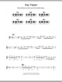 page one of Day Tripper (Piano Chords/Lyrics)