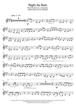 page one of Right As Rain (Clarinet Solo)