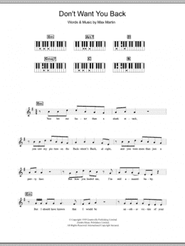 page one of Don't Want You Back (Piano Chords/Lyrics)