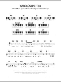 page one of Dreams Come True (Piano Chords/Lyrics)