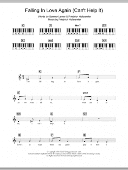 page one of Falling In Love Again (Can't Help It) (Piano Chords/Lyrics)