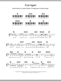 page one of Fool Again (Piano Chords/Lyrics)