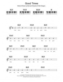 page one of Good Times (Piano Chords/Lyrics)