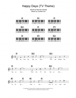 page one of Happy Days (from the TV series) (Piano Chords/Lyrics)