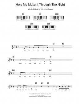page one of Help Me Make It Through The Night (Piano Chords/Lyrics)