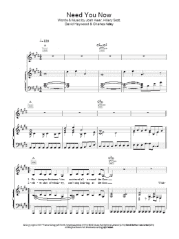 page one of Need You Now (Piano, Vocal & Guitar Chords)