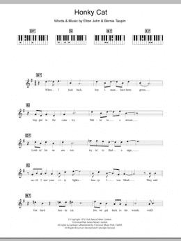 page one of Honky Cat (Piano Chords/Lyrics)