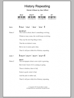page one of History Repeating (Piano Chords/Lyrics)