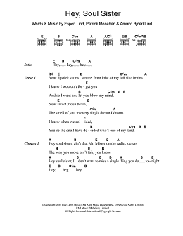 page one of Hey, Soul Sister (Guitar Chords/Lyrics)