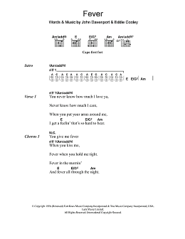 page one of Fever (Guitar Chords/Lyrics)