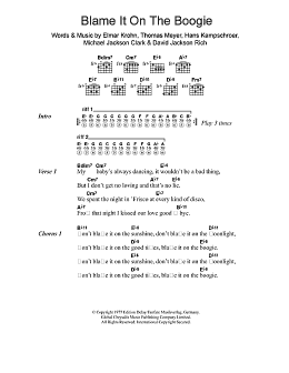 page one of Blame It On The Boogie (Guitar Chords/Lyrics)