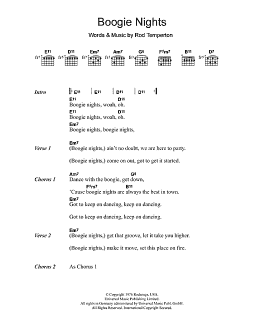 page one of Boogie Nights (Guitar Chords/Lyrics)